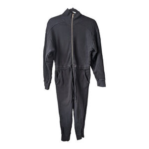 Marrisa Webb Medium Red Eye Jumpsuit Black Drawstring Waist Pockets Long Sleeves